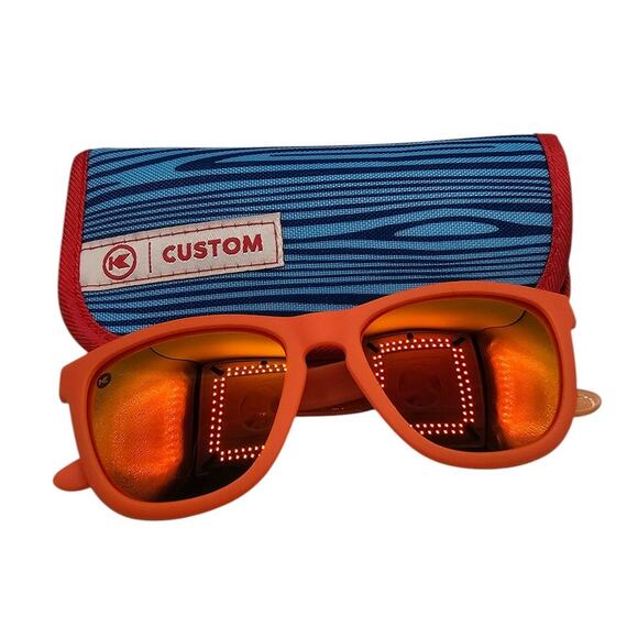 Knockaround Sunglasses Premiums Orange Square Frames Mirrored w/Case - Picture 1 of 5
